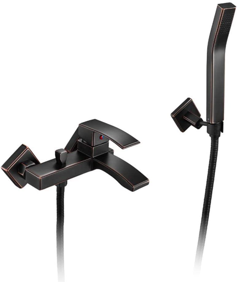 Vintage Wall-Mounted Bathroom Faucet with Hand Shower - Single Handle Mixer Tap for Bathtub Filling - Perfect for Retro Style Bathrooms & Spa-Like Shower Experience