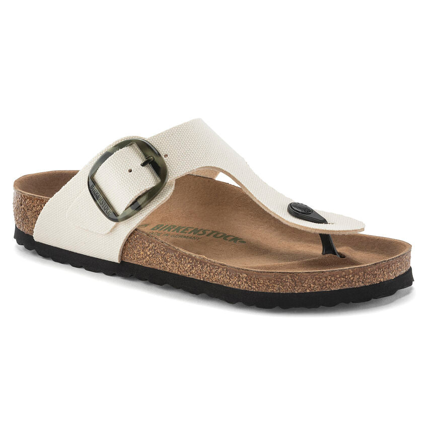 Birkenstock Gizeh Vegan Big Buckle Sandals - Women's Comfortable Textile Footwear in Eggshell White | Perfect for Summer, Beach, and Casual Outfits