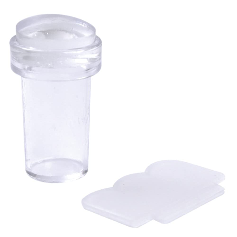 Ghelonadi Clear Silicone Nail Stamper Kit - French Tip Manicure Tool with Soft Rubber Stamping Sponge & Scraper for Nail Art Designs | Perfect for DIY Home Salon & Professional Nail Artists