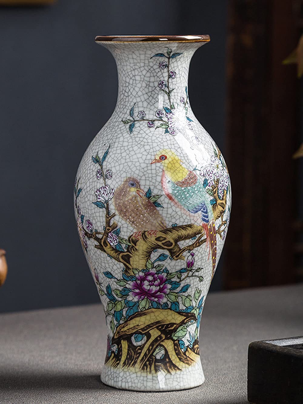 24.5cm Jingdezhen Ceramic Vase - Handcrafted Chinese Antique Flower Vase for Home Decor, Living Room Centerpiece, Wedding & Dining Table Decoration