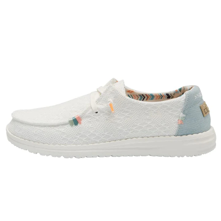 Hey Dude Wendy Boho White Crochet Women's Comfortable Slip-On Shoes for Casual Wear, Walking & Travel