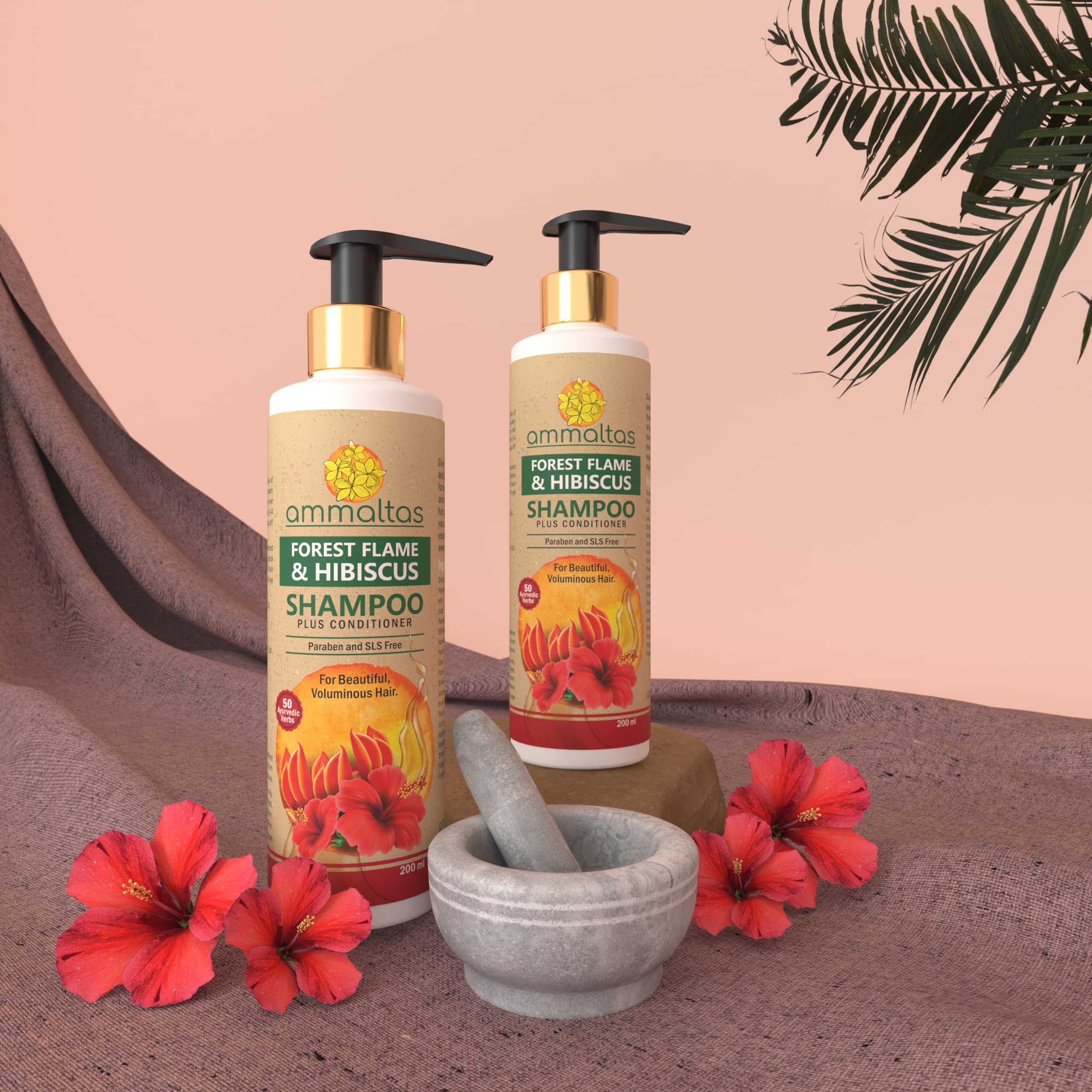 Ammaltas Forest Flame & Hibiscus Shampoo - 200ml for Hair Growth & Scalp Care | Natural Botanical Shampoo for Dry, Damaged Hair | Perfect for Daily Use & Spa Days