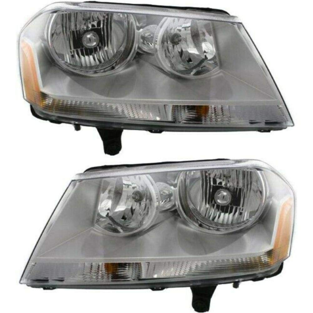 2008-2014 Dodge Avenger SXT SE Replacement Headlights Pair - Left & Right Headlamps Set for Night Driving & Enhanced Visibility