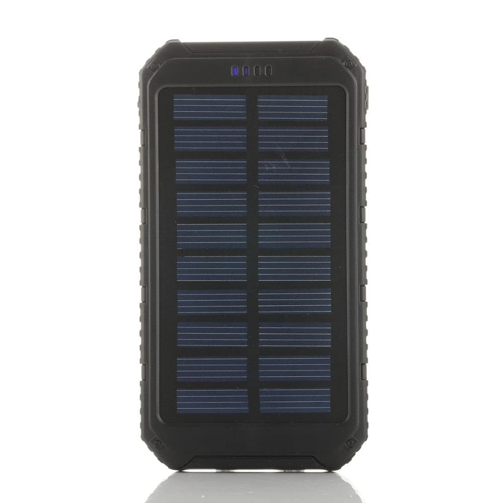 6000mAh Solar Power Bank with Dual USB Ports | Waterproof Portable Solar Charger | Compatible with iPhone, iPad, Samsung & More | Perfect for Camping, Hiking & Emergency Power Outages - Black