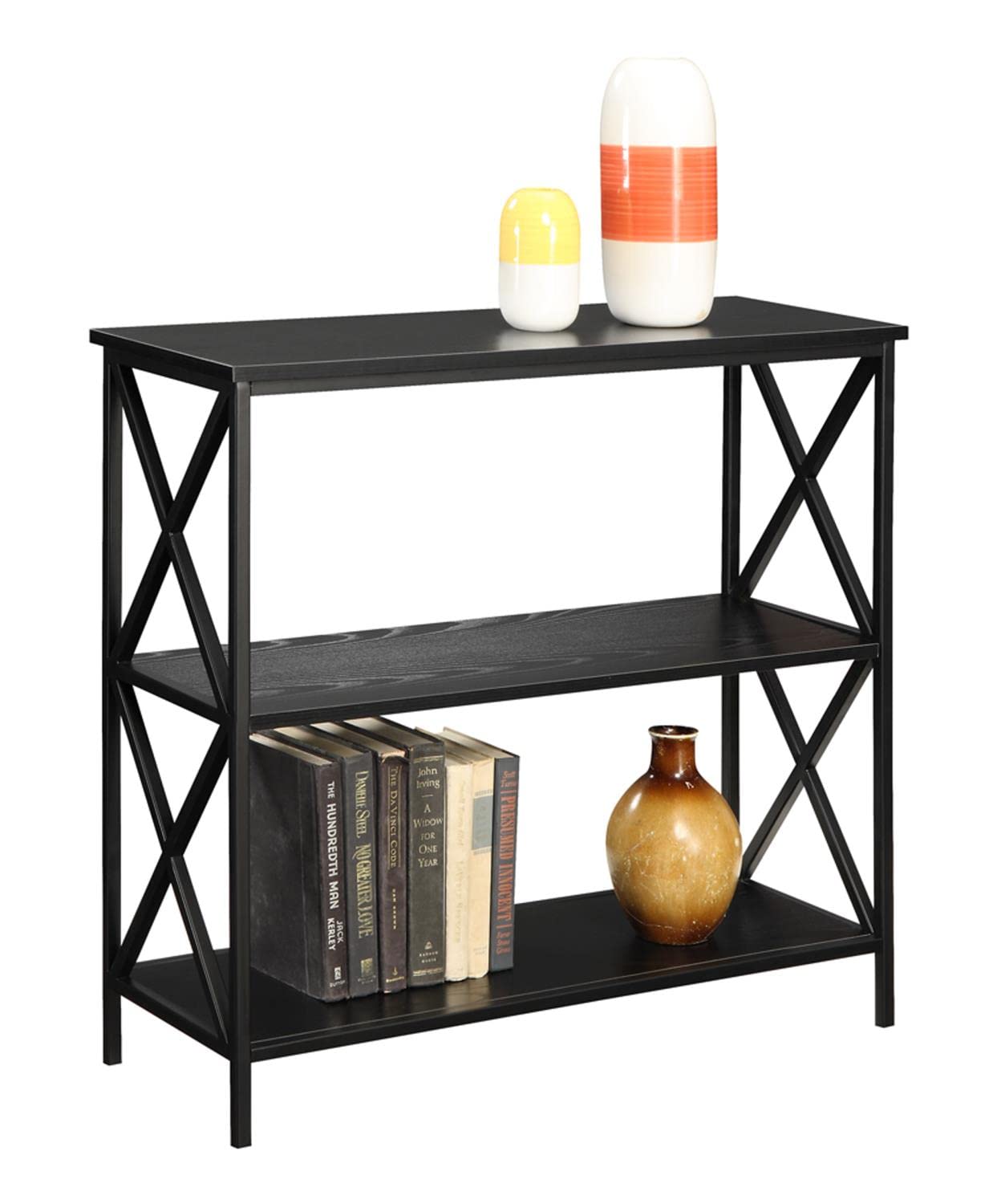 Convenience Concepts Tucson 3-Tier Bookcase Shelf - Black Wooden Storage Organizer for Living Room, Bedroom, Office & Study - Perfect for Books, Decor & Display Items