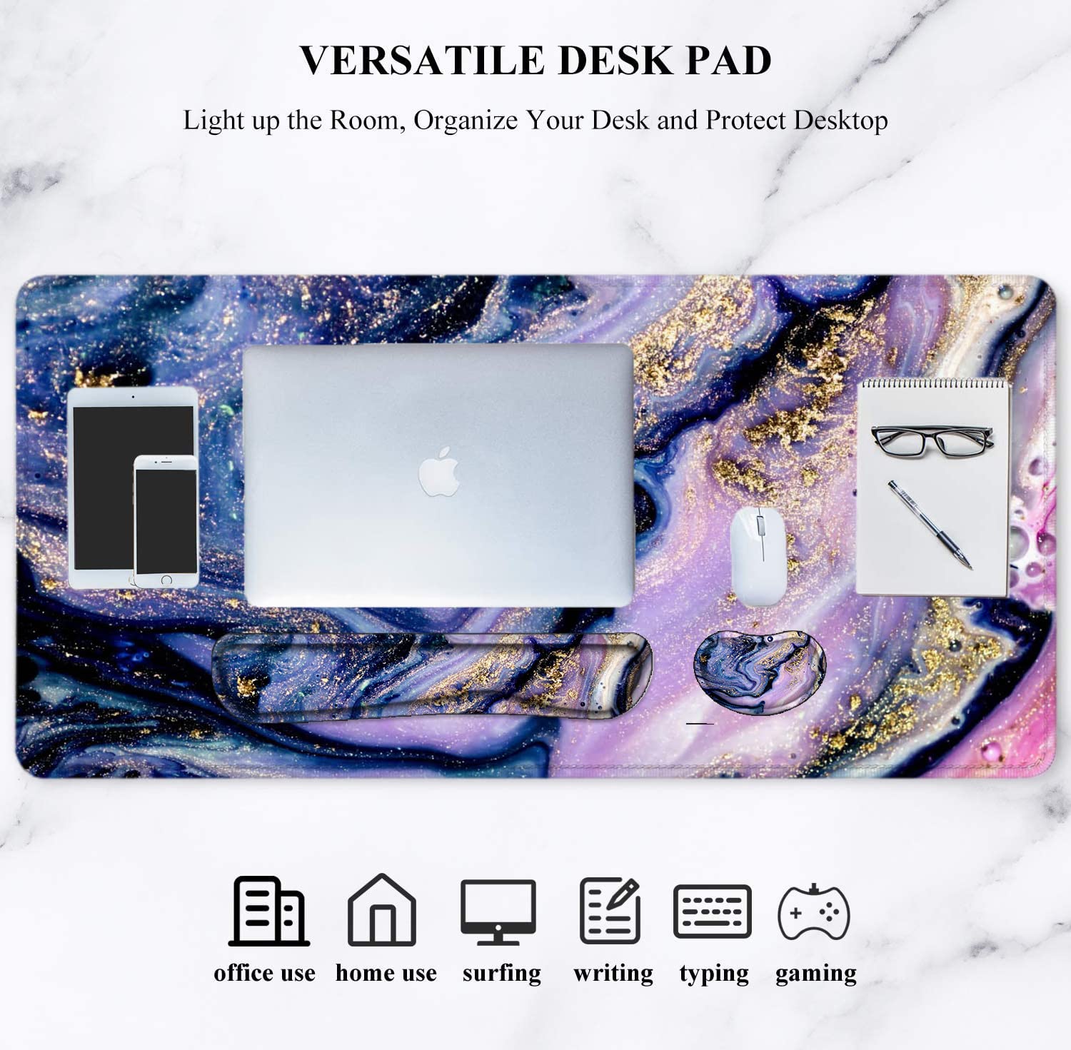 Premium LATEEFAH 4-in-1 Large Desk Mat with Wrist Rest - Ergonomic Mouse Pad & Keyboard Wrist Support for Gaming, Office & Home Workspace - Perfect for Computer Desks, Workstations & Gaming Setups