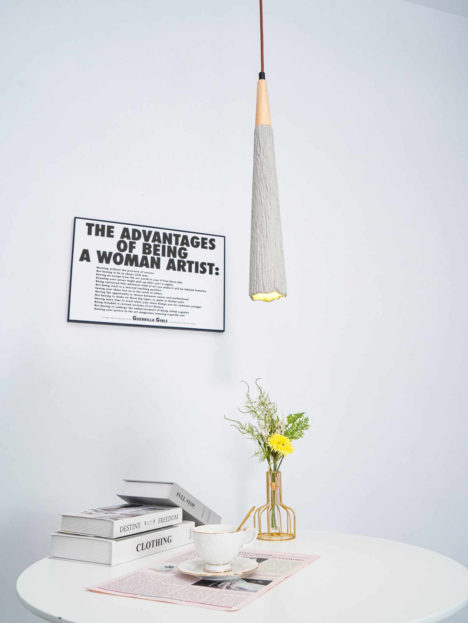Modern Concrete Pleated Pendant Light - Industrial Style Hanging Lamp for Kitchen Island, Dining Room & Bedroom Lighting