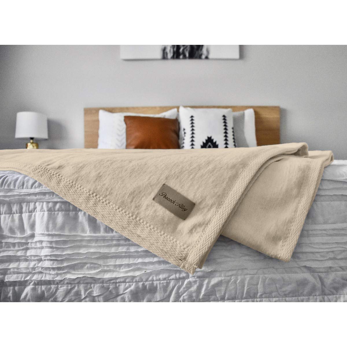 Peacock Alley All Seasons Luxury Cotton Blanket - 100% Long Staple Soft Cotton Blanket for Sofa, Bed & Crib - King, California King, Linen - Perfect for Home Decor, Cozy Evenings & Baby Nursery