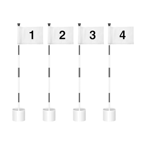 Striped Pole w/ White Flag#1,2,3,4, 4-Pack