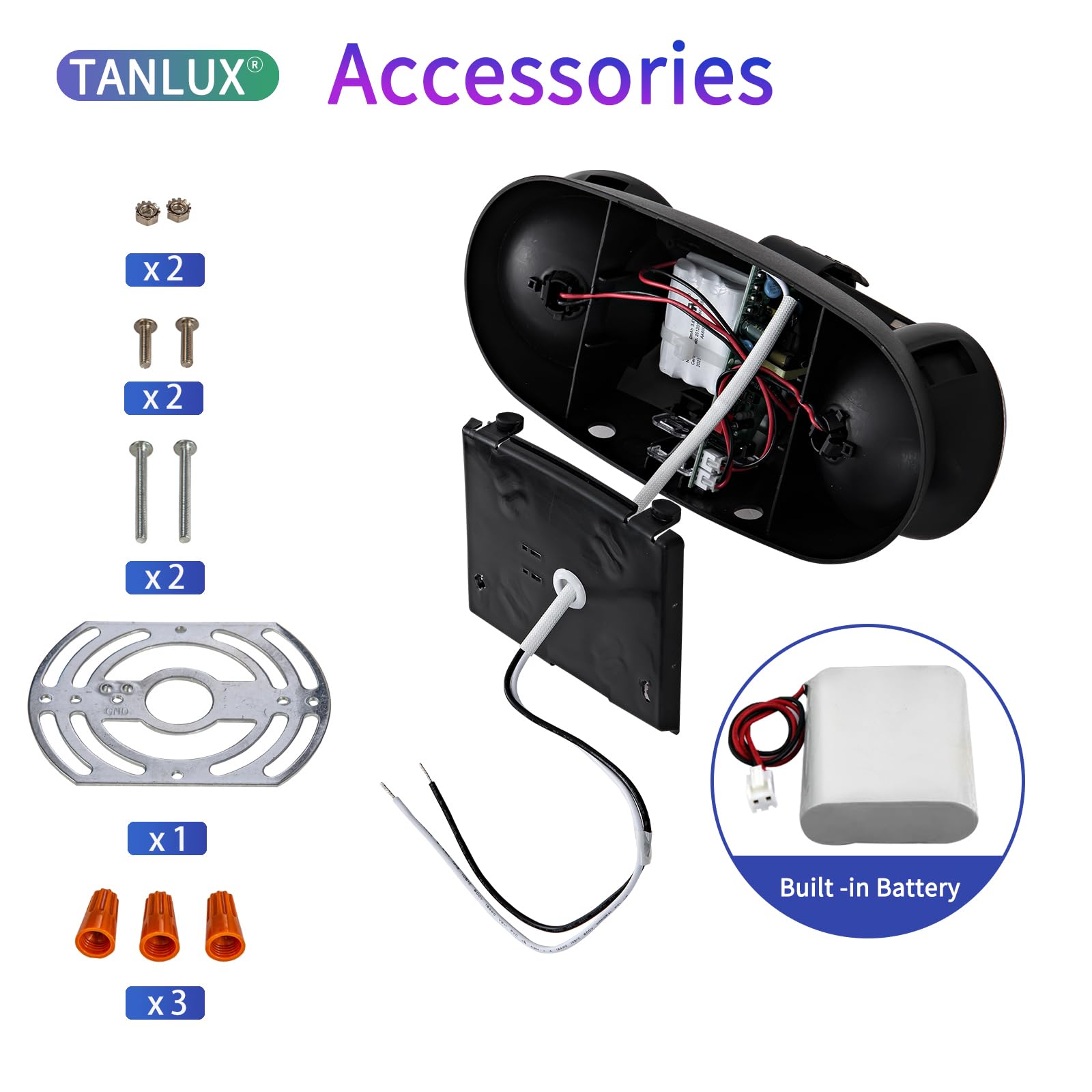 TANLUX 6-Pack LED Emergency Exit Lights with Battery Backup - Hardwired Commercial Lighting Fixtures for Business, Office, Warehouse & Building Safety (Black) - Perfect for Power Outages & Emergency Situations