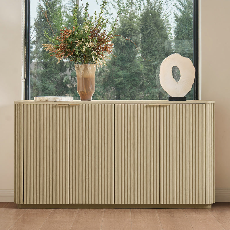 Modern Curved Wood Cabinet - Elegant Storage Solution for Living Room, Bedroom & Office | Solid Wood Furniture with Sleek Design for Home Organization