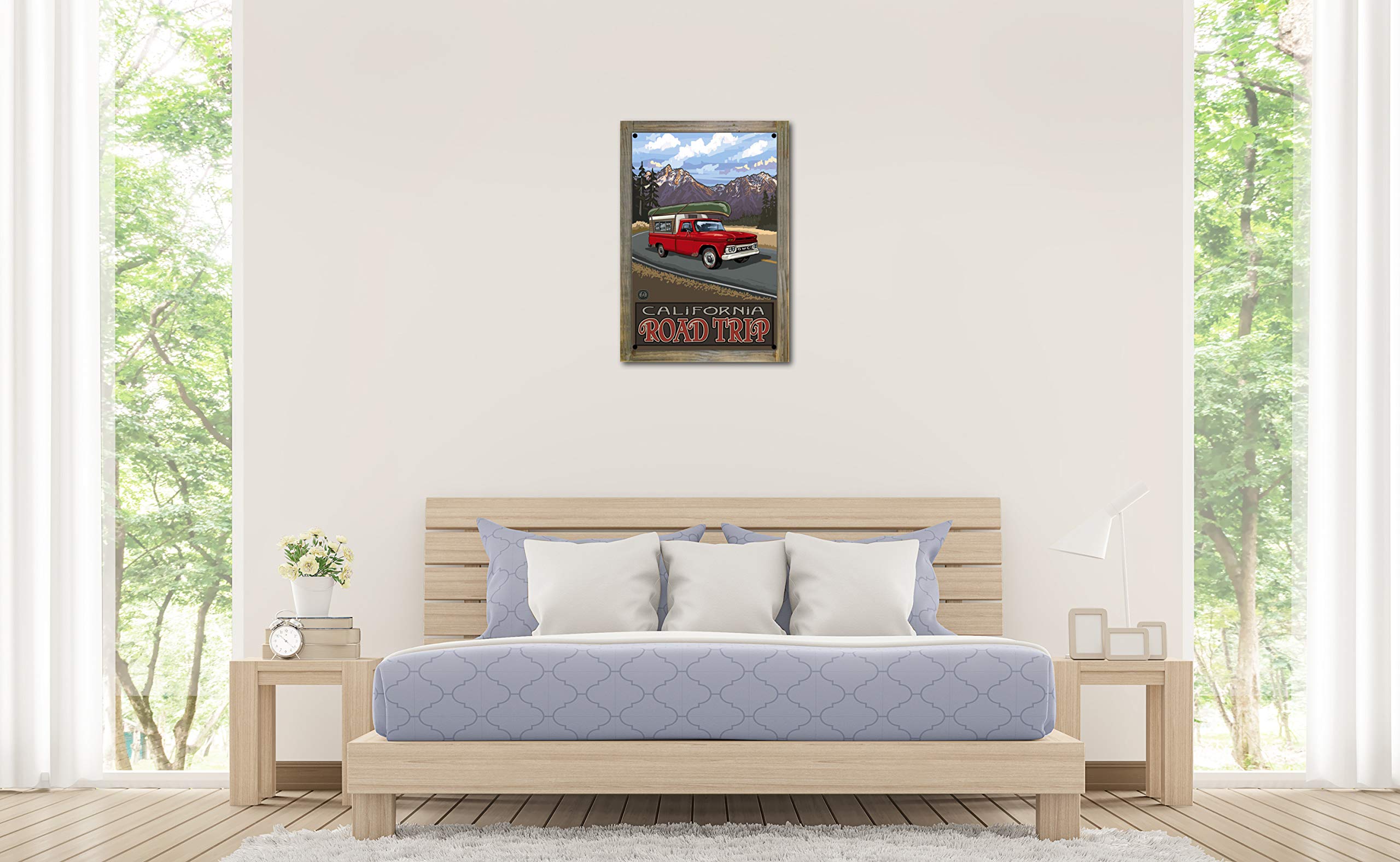California Road Trip Mountains Metal Print on Reclaimed Barn Wood - 11.5