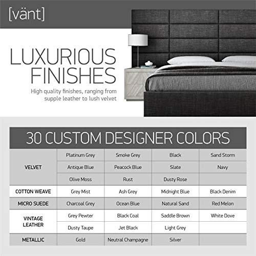 VANT Upholstered Queen Size Platform Bed Frame - Modern Weave Moodust Grey Fabric Headboard - No Box Spring Needed with Sturdy Slat Support - Easy Assembly Bedroom Furniture for Master Bedroom, Guest Room or Apartment