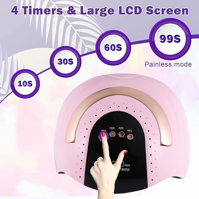Professional 268W UV LED Nail Lamp with 57 LED Beads - Fast Drying Gel Polish Light with 4 Timer Settings & Auto Sensor - Perfect for Home Manicures, Nail Salons & DIY Nail Art (White)