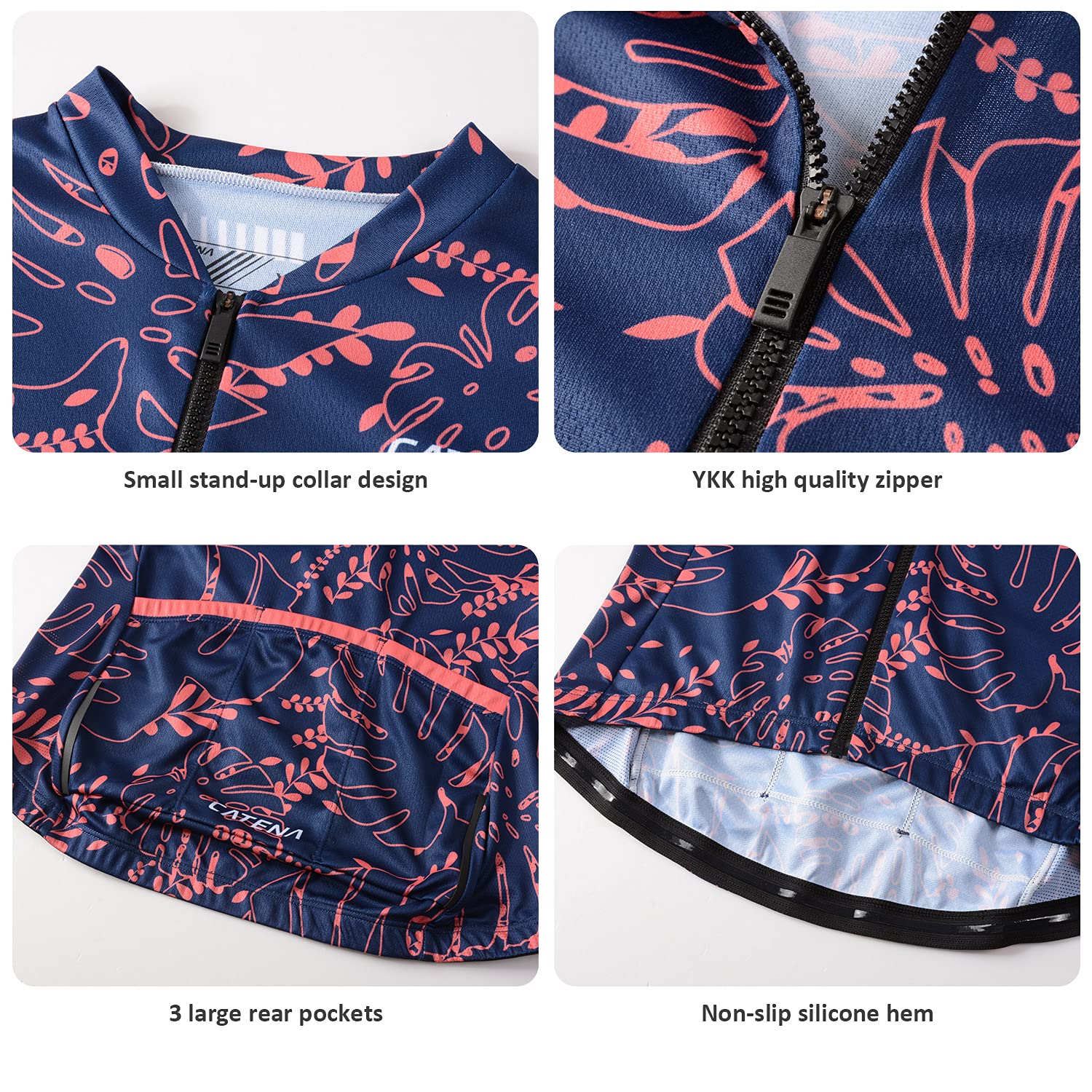 **CATENA Women's Long Sleeve Cycling Jersey – Breathable, Quick-Dry Bike Shirt for Summer – Navy Blue Bicycle Clothing – Perfect for Road Biking, Commuting & Outdoor Sports**