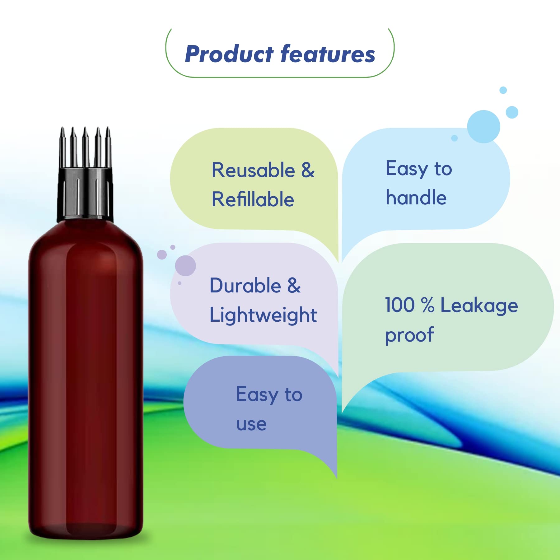MYOC Refillable Applicator Bottles with Multi-Point Nozzle Cap - 100ml (4 Pack) | Precision Dispensing for Hair Oils, Serums & Liquid Solutions | Perfect for Salon, Home Hair Care & DIY Beauty Products