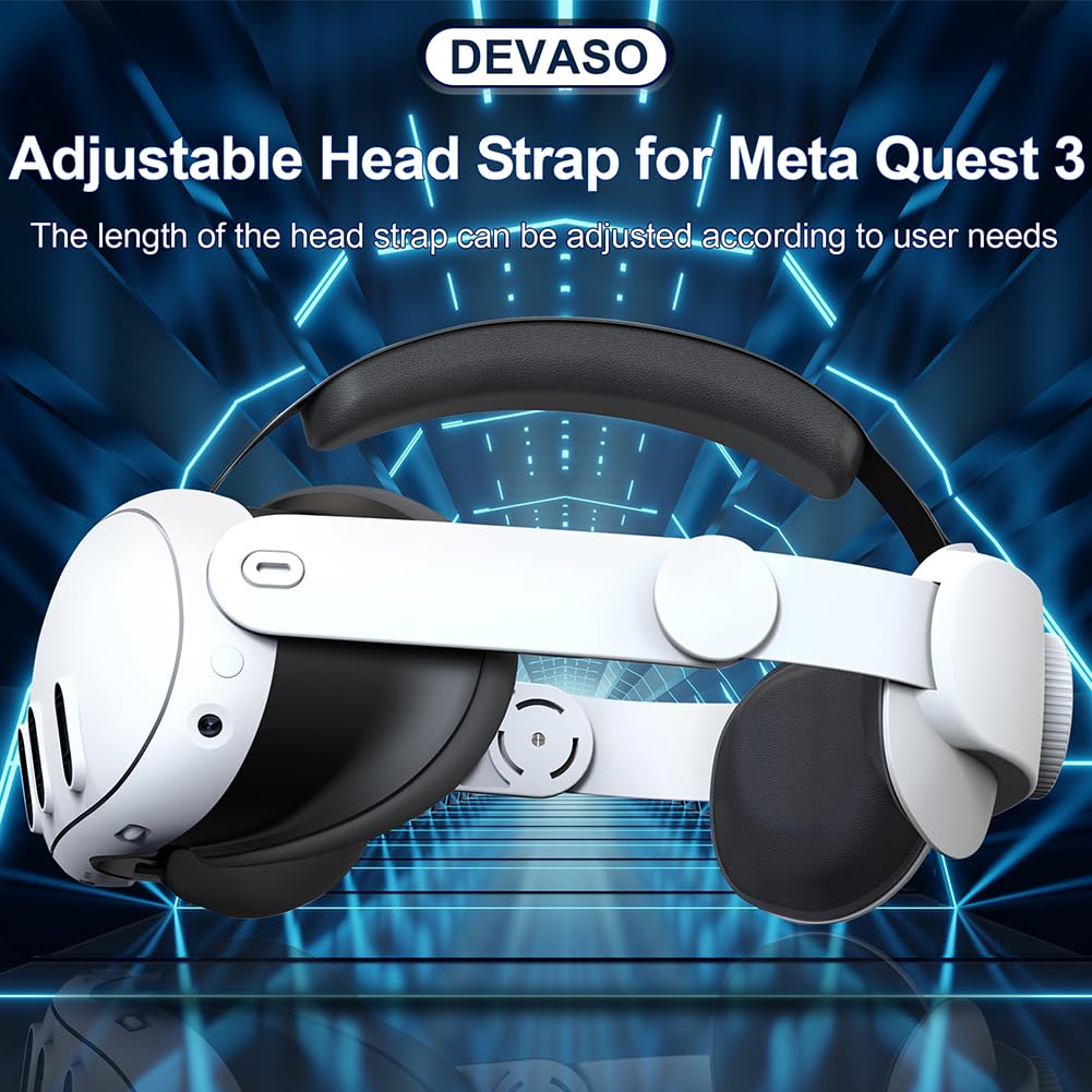 Balanced Pressure Head Strap for Meta Quest 3 - Adjustable & Detachable Anti-Choking Design | Comfortable VR Headset Accessory for Gaming & Virtual Reality Experiences