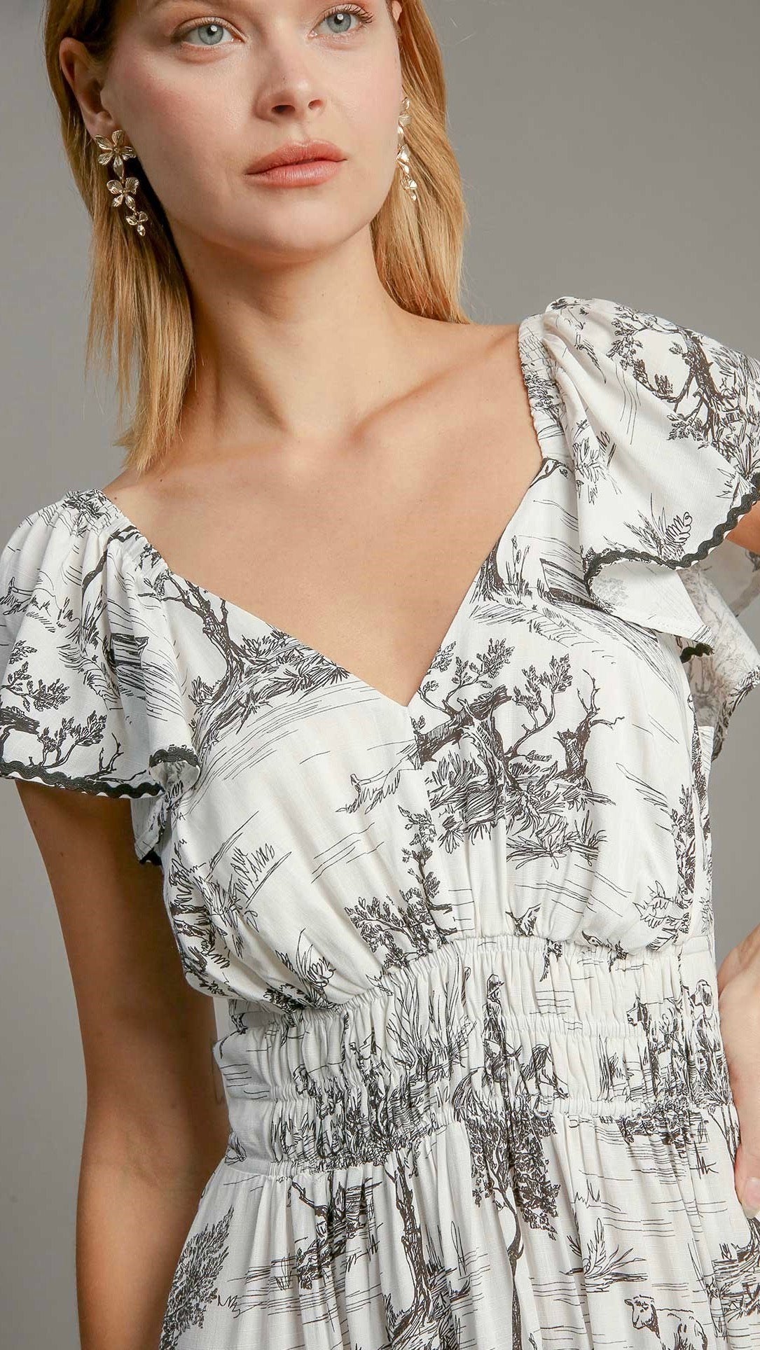 Leah Landscape Print Maxi Dress - Black Floral Summer Dress for Women | Beach Vacation, Garden Party & Casual Outings