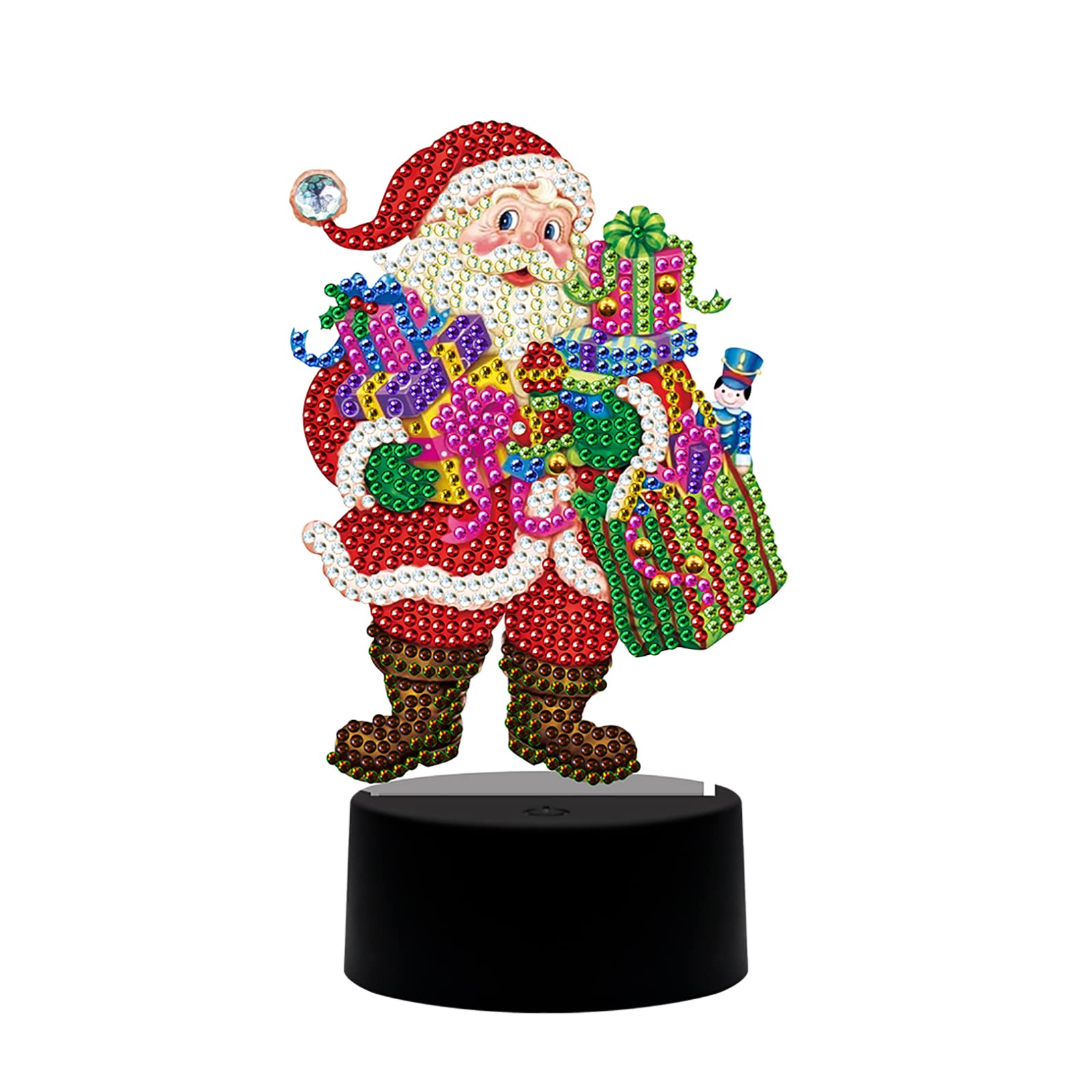 5D Diamond Painting Santa Claus LED Night Light - DIY Crystal Art Crafts with 7 Color Changing Modes, USB/Battery Operated Touch Bedside Lamp - Perfect for Christmas Decor, Home, Desk & Table Lighting
