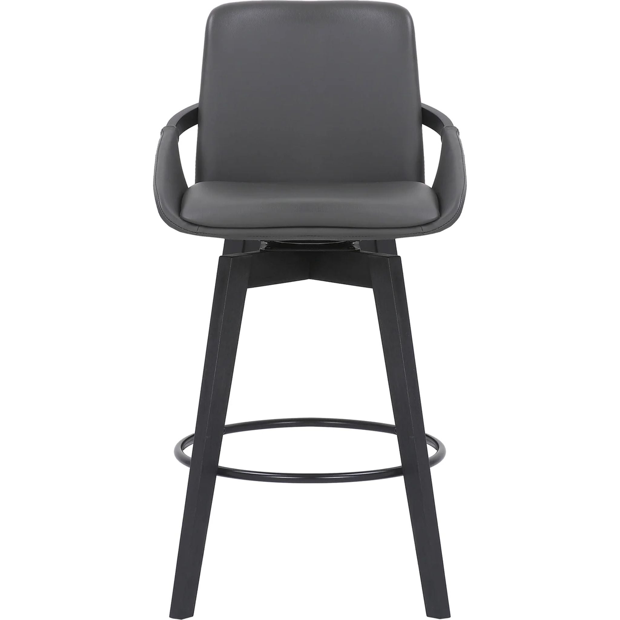 Baylor Counter Height Stool - Adjustable Grey/Black Bar Stools for Kitchen Island, Breakfast Nook & Home Bar - Modern PU Leather Seat with Metal Base (LCBABABLGR26) - Perfect for Dining, Entertaining & Small Spaces