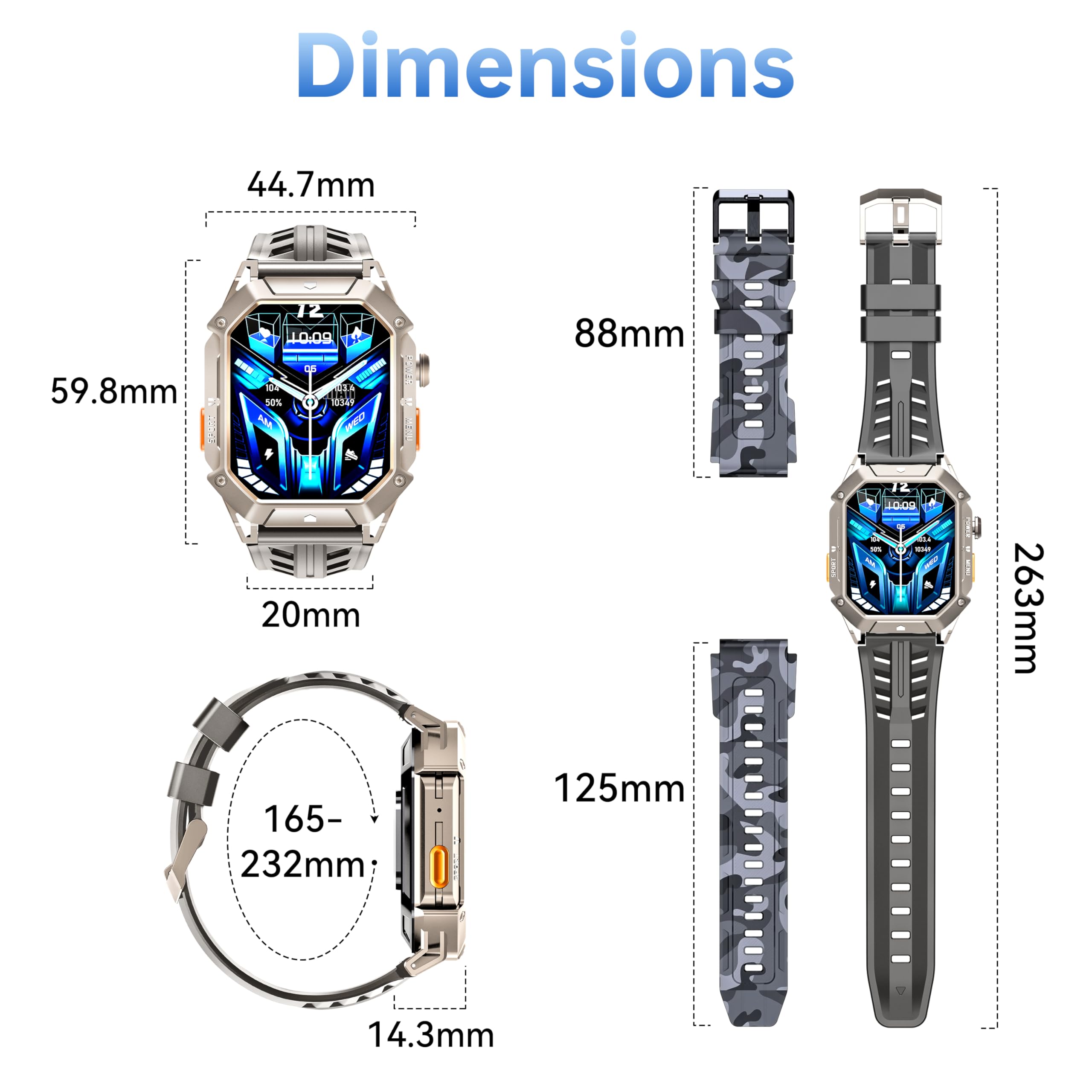 OUKITEL BT80 Rugged Military Smartwatch for Men - 2.13