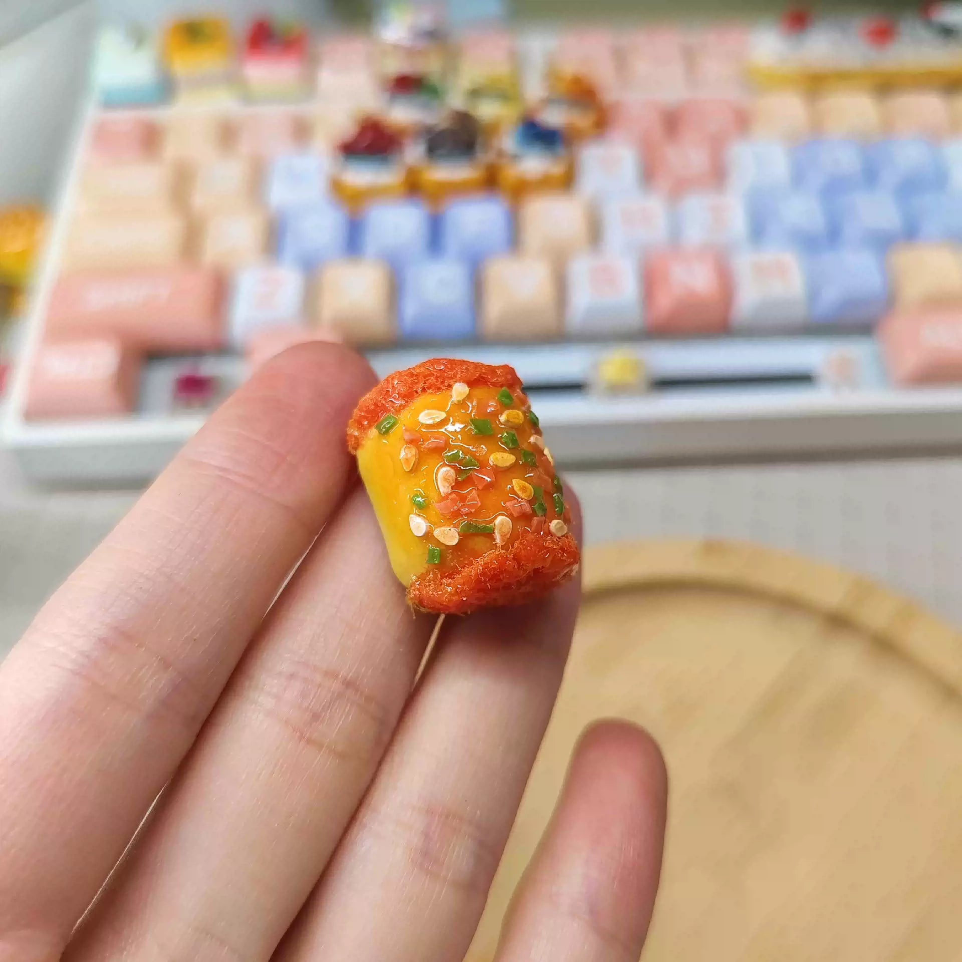 Handmade Resin Clay Food Collection Keycaps - Custom Stone Plastic Clay Artisan Keycaps for Mechanical Keyboards | Unique Keyboard Decor for Gaming & Office Use