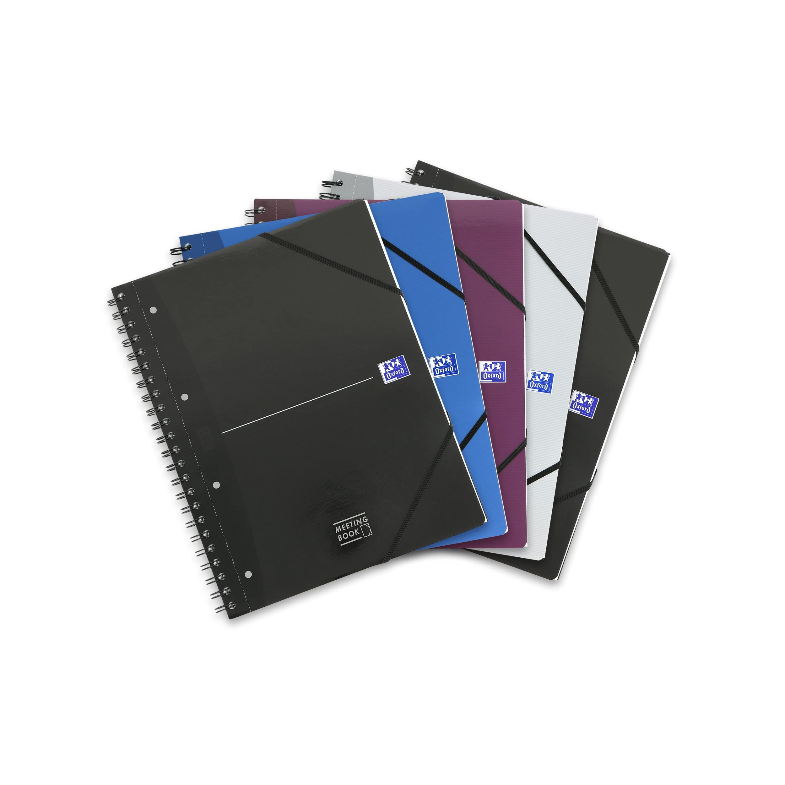 Oxford Office Essentials Meeting Notebook - Pack of 5, A4+ Grid Paper in Blue - Perfect for Business Meetings, Note Taking & Office Organization