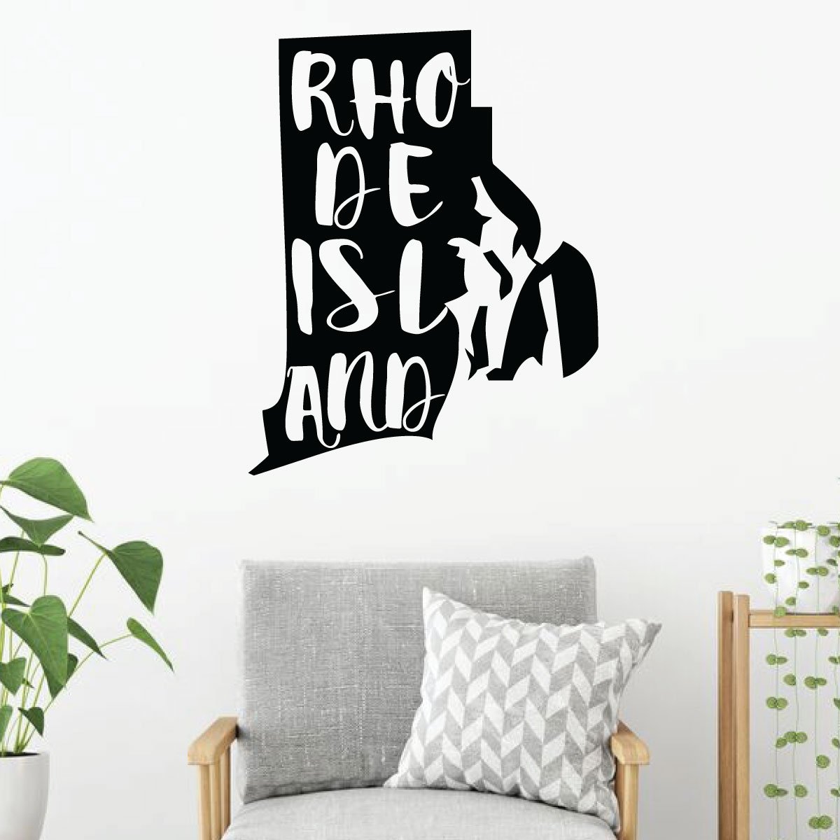 Rhode Island Vinyl Wall Decal - State Silhouette Art Sticker for Home Decor, Living Room & Bedroom - Perfect for Nursery, Office or Dorm Room Wall Decoration