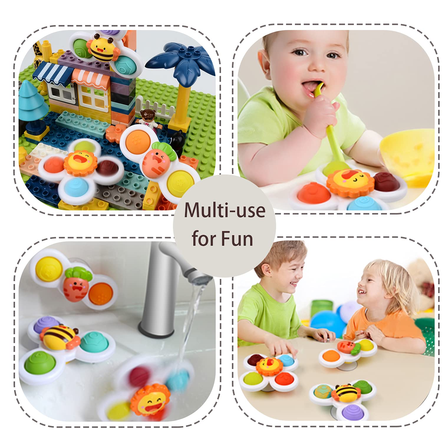 Best Suction Cup Spinner Toys for Babies 12-18 Months - Sensory Spinning Top for Toddlers 1-3 Years - Fidget Dimple Toy for Kids - Perfect Christmas & Birthday Gift for 1-2 Year Old Boys & Girls - Fun Learning & Playtime Activity for Home, Daycare & Travel