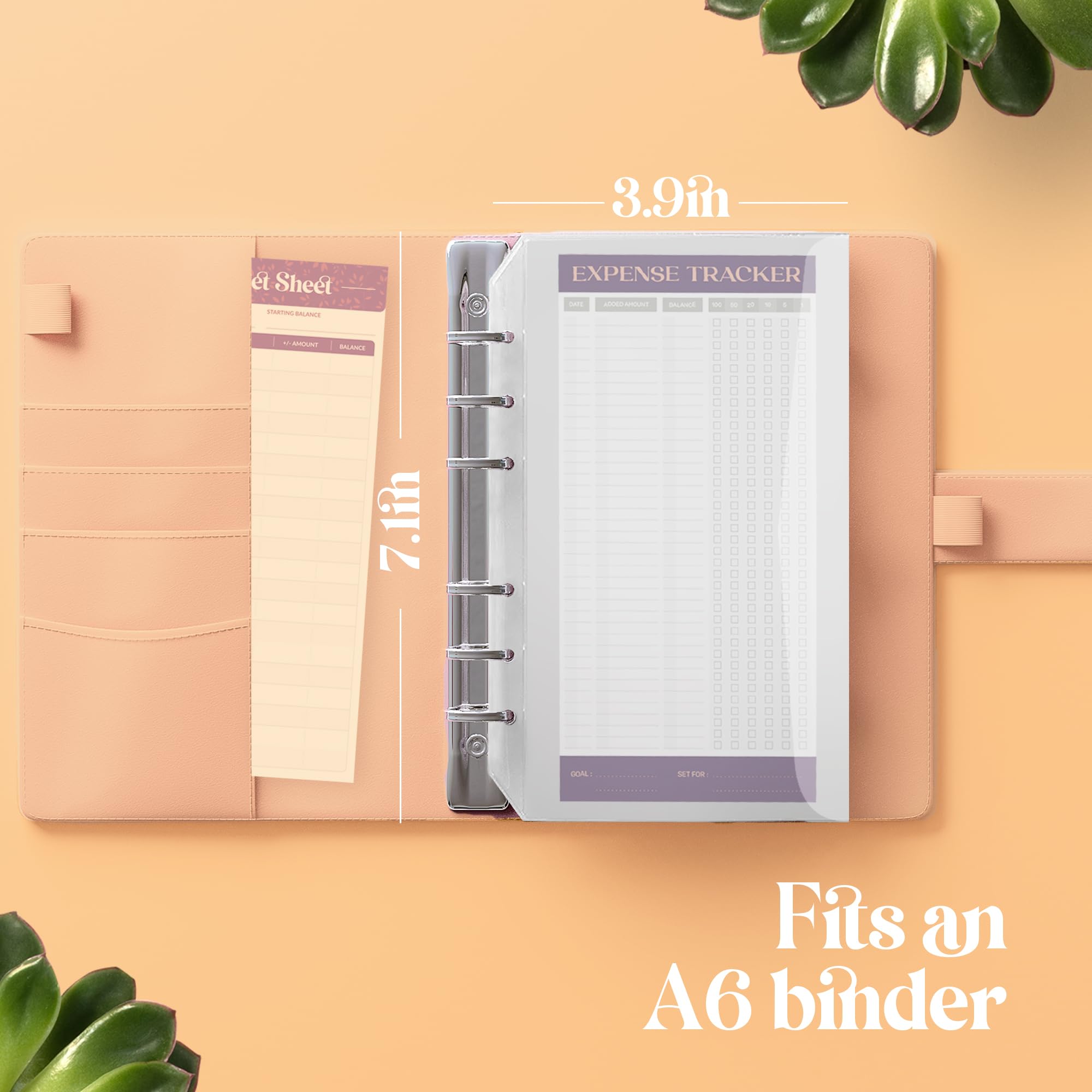 SOUL MAMA A6 Budget Binder - 12 Pcs Flapper Envelopes, Clear Binder Pockets with Stickers, 6 Holes Cash Stuffing Waterproof Envelopes for Money Saving, Cash Envelope System, Budget Planning & Organizing Finances at Home or Office