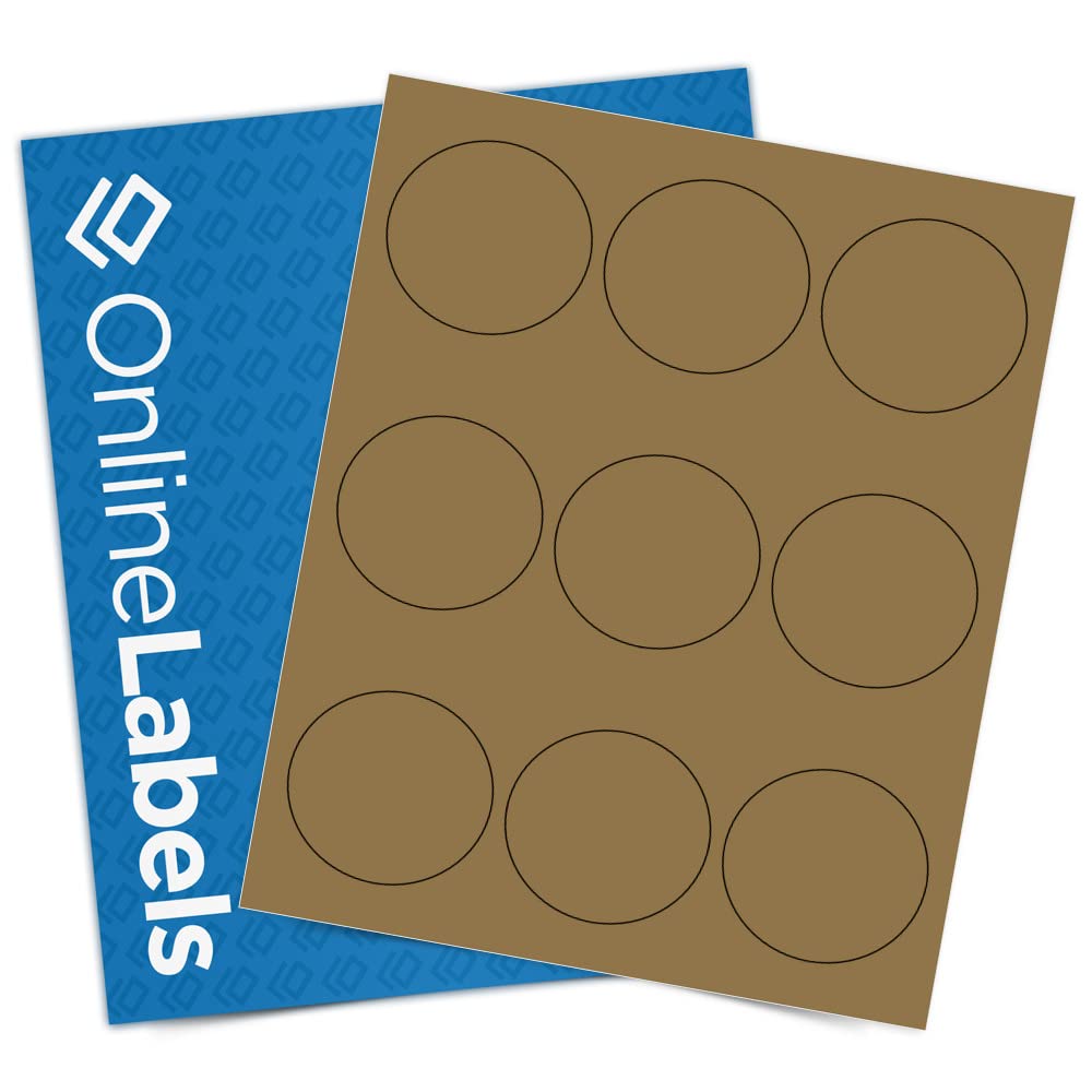 2.5 Inch Brown Kraft Round Labels - 4,500 Count Circle Stickers (500 Sheets) for Inkjet & Laser Printers - Perfect for Shipping, Packaging, and DIY Crafts - Online Labels