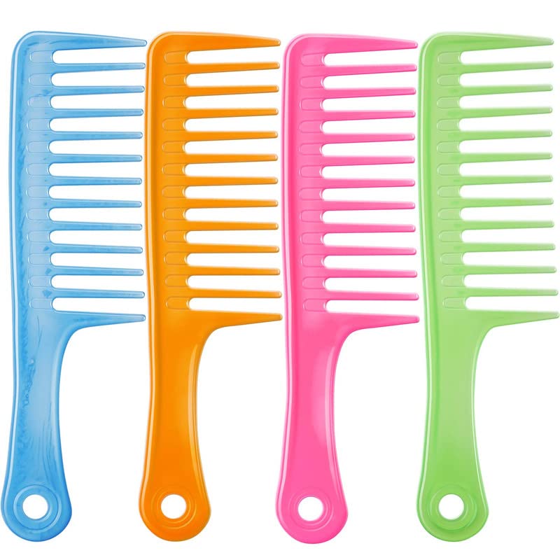 Shidara Anti Static Wide Tooth Detangling Comb for Long & Curly Hair - Salon Quality Hair Brush for Wet & Dry Hair - 4 Pack Set - Perfect for Shampooing, Styling & Gentle Detangling at Home or Salon