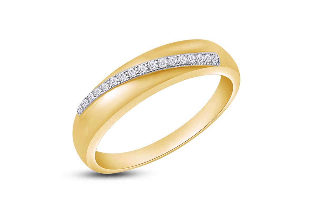 14K Gold Plated 925 Sterling Silver Men's Wedding Band Ring with Round Cut Sparkling White Cubic Zirconia - Perfect for Anniversary, Engagement & Special Occasions