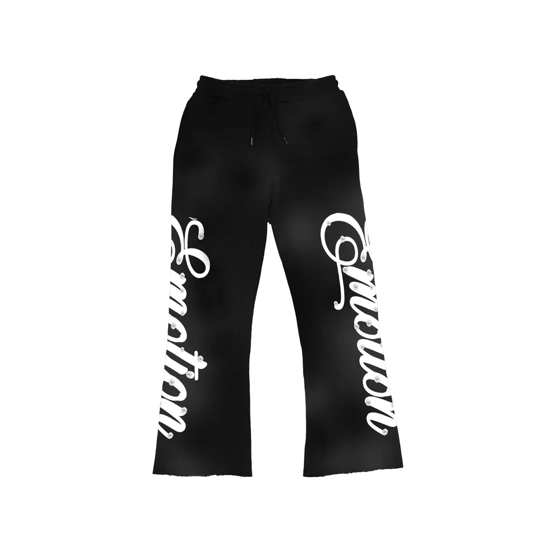 Sparkle Rhinestone Flare Sweatpants for Women - Trendy High Waisted Joggers with Crystal Embellishments | Perfect for Yoga, Lounge & Night Out
