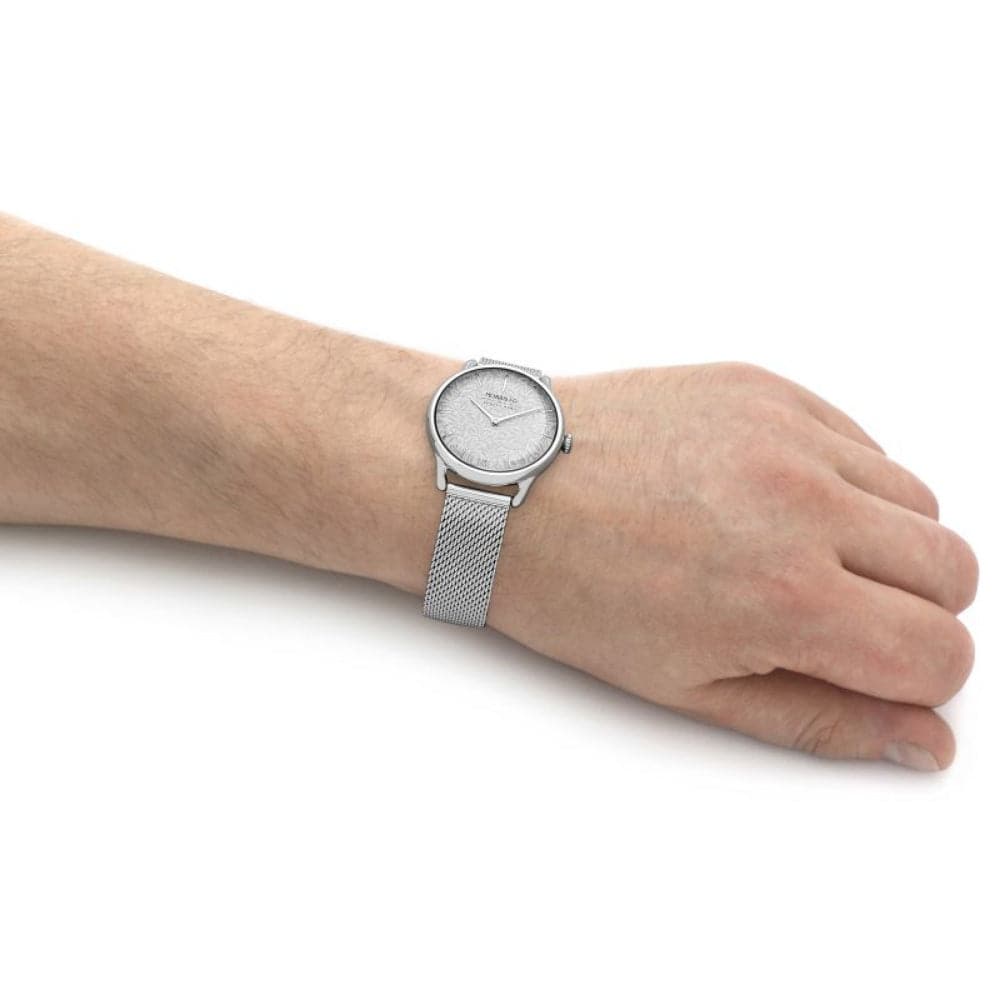 August Berg X Morris & Co. Silver Milanese Mesh Strap Unisex Watch M1WB0530E20MSL - Elegant Timepiece for Business, Casual & Special Occasions