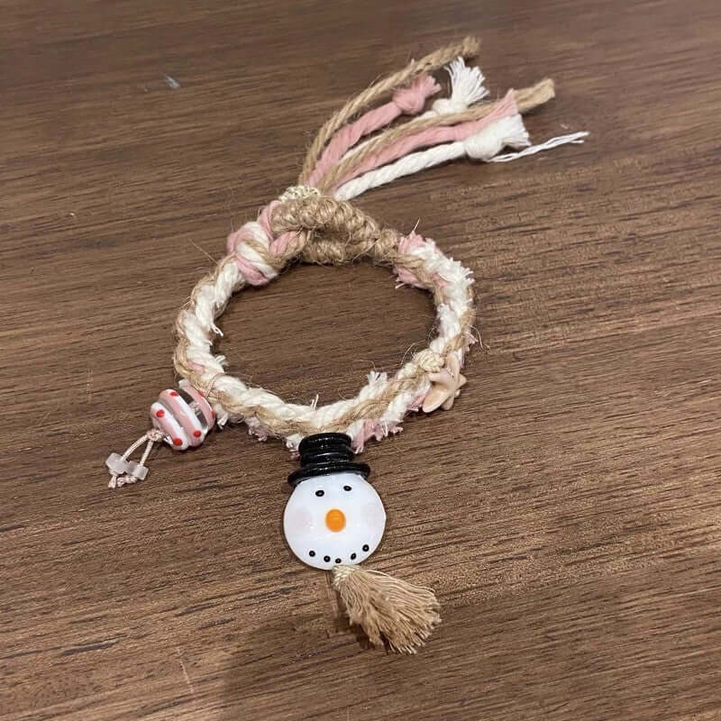 Gingerbread Snowman Charm Cute Woven Braided Christmas Bracelet | Holiday Gift for Women, Girls | Perfect for Christmas Parties, Festive Outfits & Winter Accessories