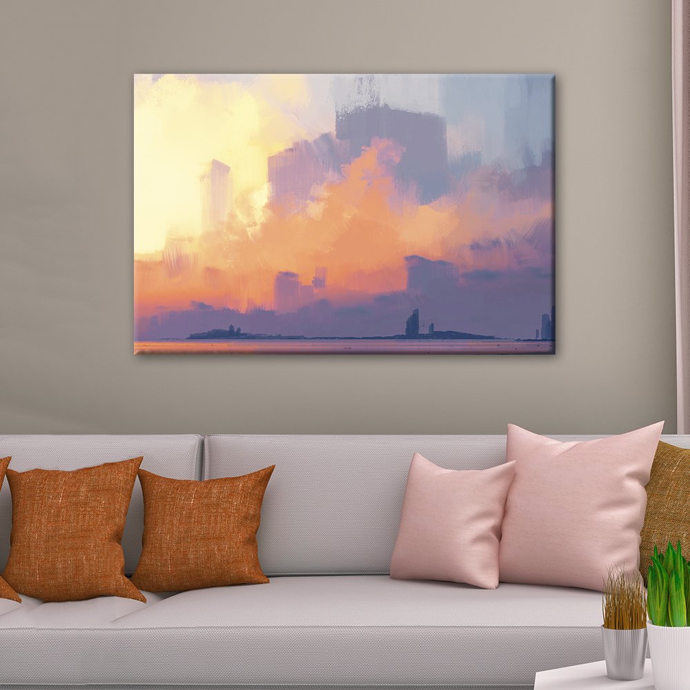 Wall26 Abstract Seascape Oil Painting Style Canvas Wall Art - 32x48 Inch Colorful Giclee Print Gallery Wrapped Modern Home Decor - Perfect for Living Room, Bedroom & Office Decoration