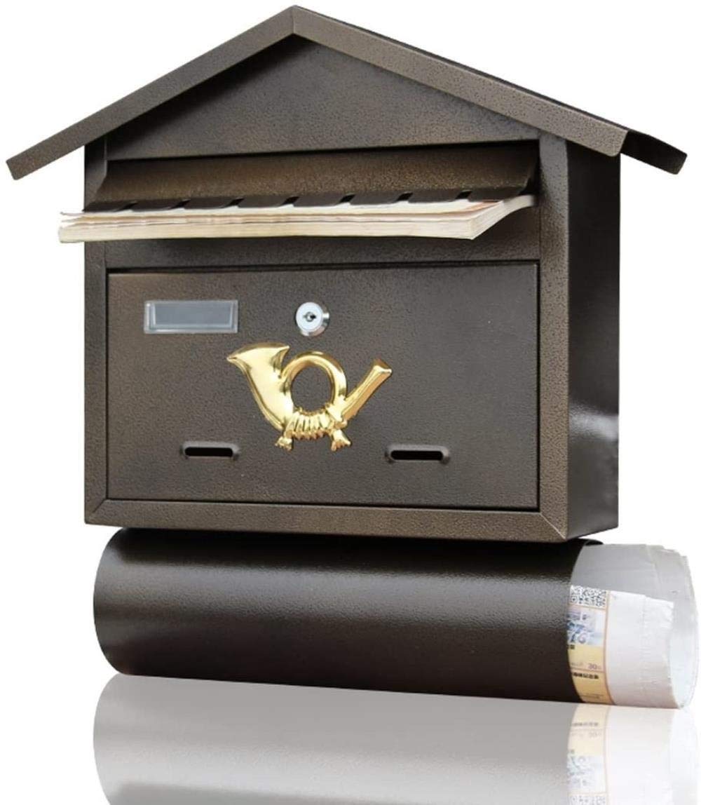 Vintage Retro Wall Mounted Mailbox - Outdoor Iron Post Box with Lock for Letters, Newspapers & Packages - Perfect for Home, Garden, Office & Business Use