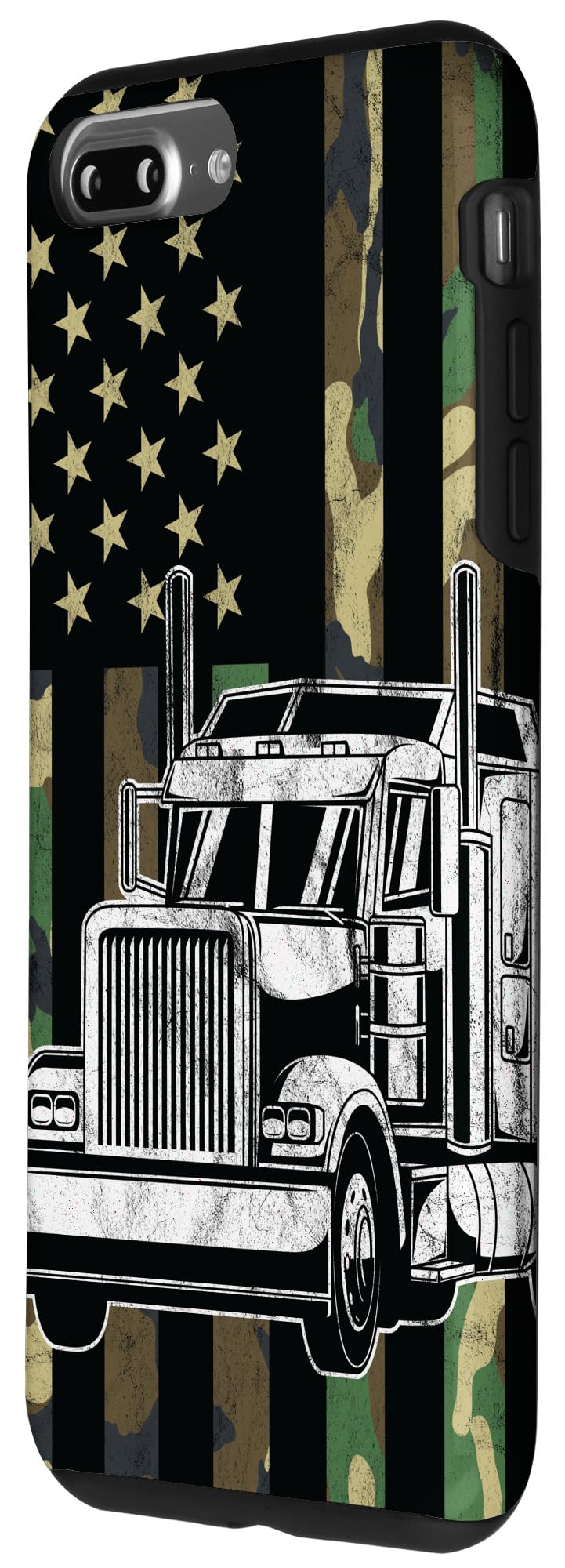 Vintage Camo American Flag iPhone 7 Plus/8 Plus Case - USA Truck Driver Style Protective Cover for Outdoor, Travel & Patriotic Enthusiasts