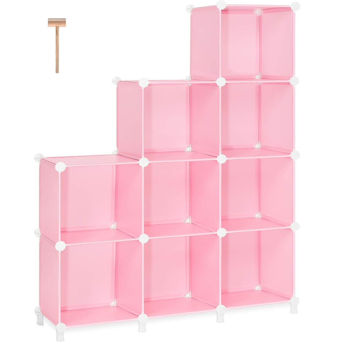 TomCare 9-Cube Storage Organizer - DIY Bookshelf & Closet Shelving Unit for Bedroom, Living Room & Office | Plastic Cube Shelf for Clothes, Books & Home Decor | Space-Saving Pink Storage Solution for Small Spaces
