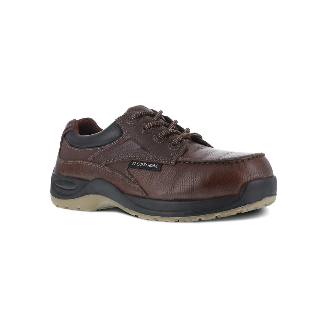 Rambler Creek Composite Toe Oxford Work Shoes for Men - Brown Safety Shoes for Construction & Industrial Work - Comfortable & Durable Non-Slip Work Boots