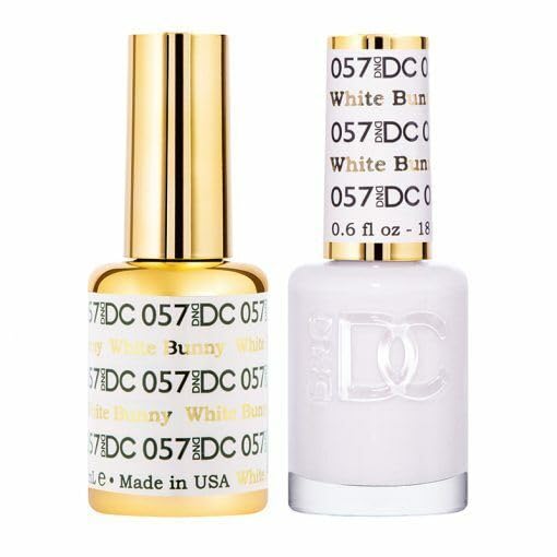 DND DC Gel Polish Nail Duo Set - White Bunny 57 | Long-Lasting Soak Off UV LED Nail Polish Kit for Salon & Home Manicures | Perfect for Nail Art, French Tips & Special Occasions