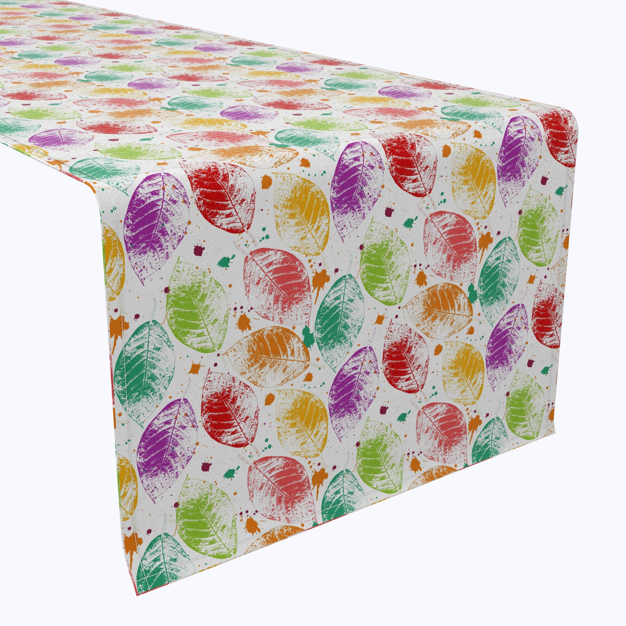 Stylish Autumn Leaves & Paint Splatter Table Runner - Waterproof Dining Table Decor for Thanksgiving, Fall Weddings & Seasonal Home Decor
