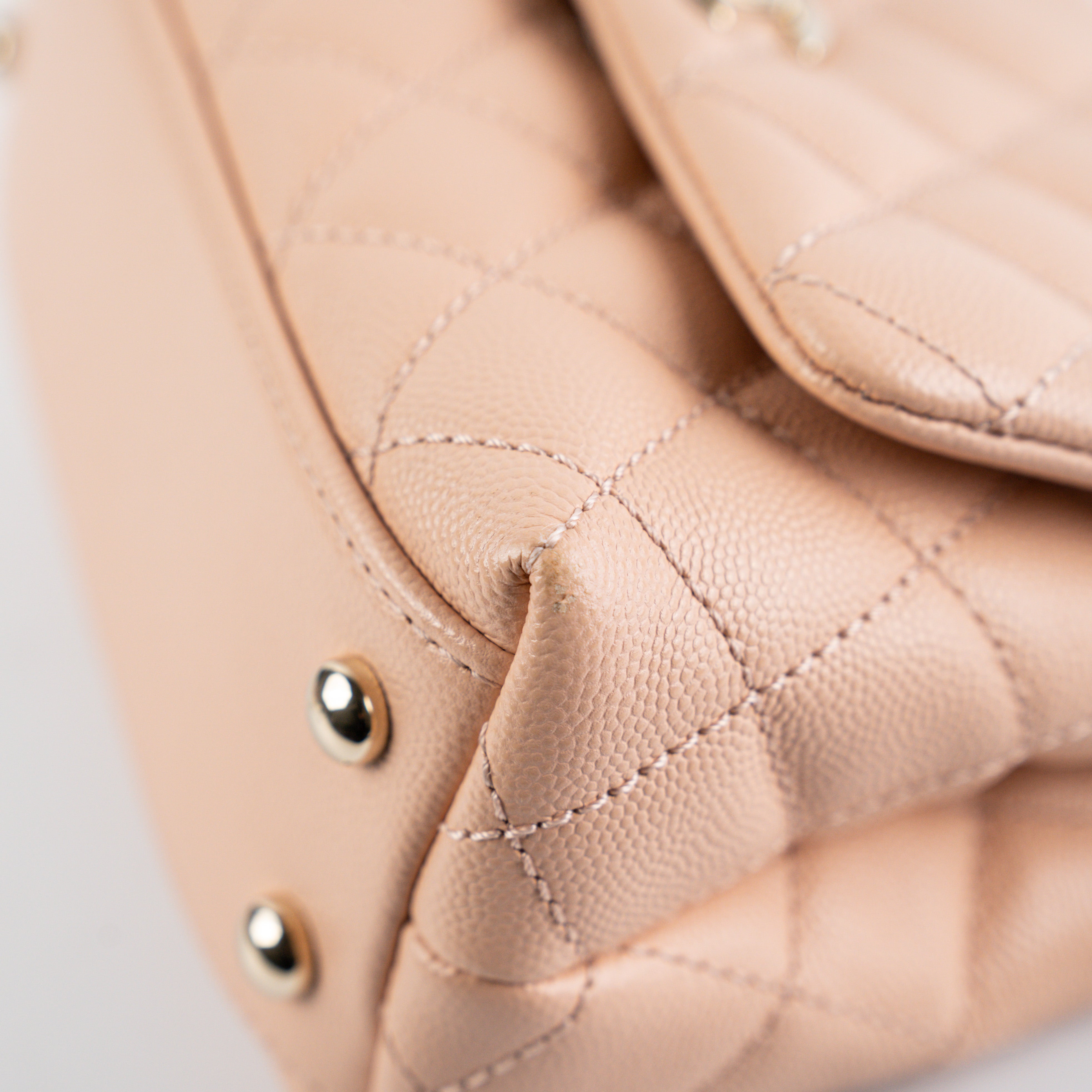 Chanel Mini Coco Handle Bag in Peach Caviar Leather with Top Handle - Perfect for Evening Events, Parties & Luxury Fashion Accessories