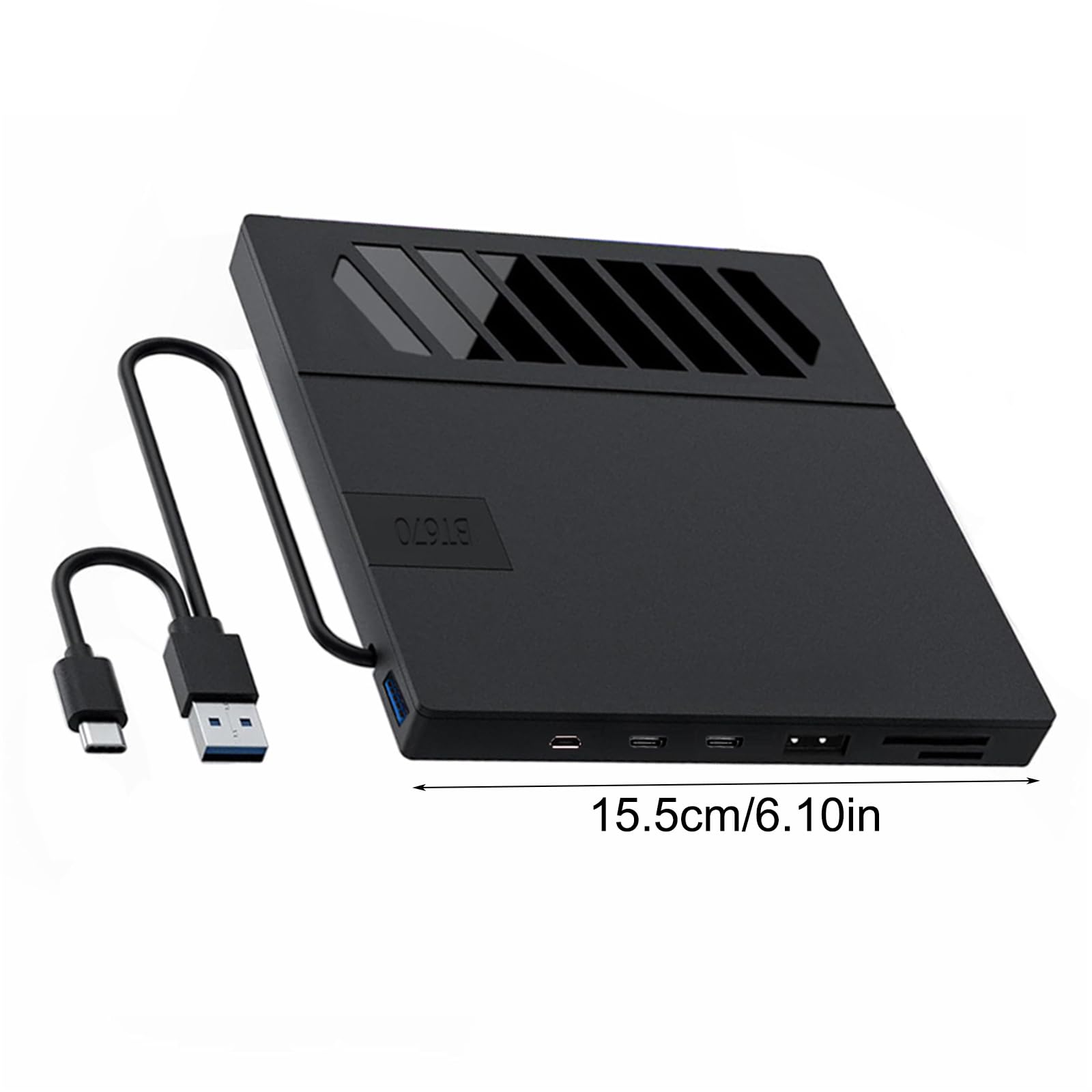 JSGHGDF External Optical Drive with USB 3.0 & USB-C - Multi-Format DVD CD Burner for Laptops & Desktops - Perfect for Data Backup, Media Playback & Software Installation