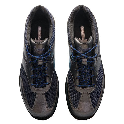 Men's Right Hand Blade Bowling Shoes - Lightweight & Comfortable for Competitive Play - Pewter/Blue - Perfect for League Nights & Tournament Bowling