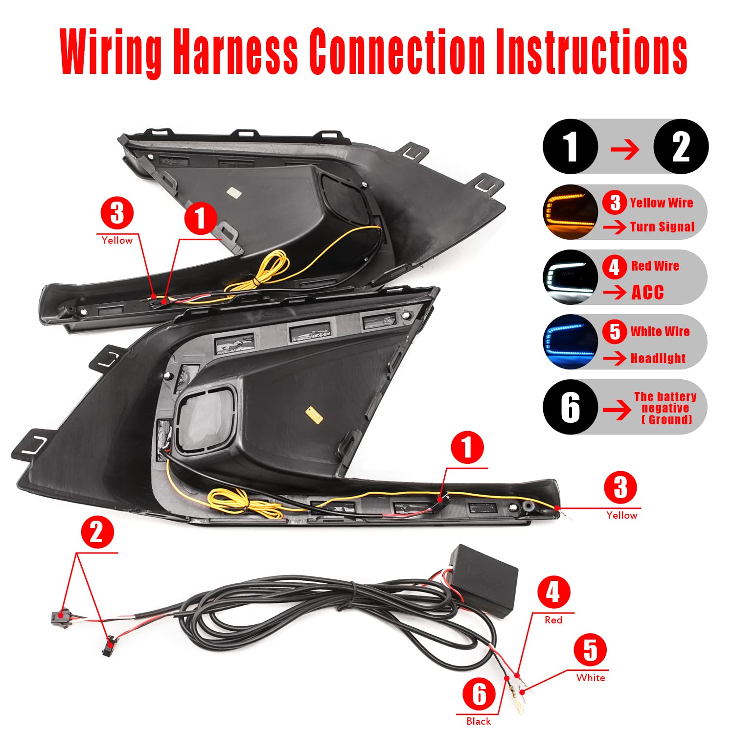 COMZY LED Fog Lights DRL for 2022 Honda Civic 11th Gen - 3 Color Front Fog Lamps Kit with Daytime Running & Turn Signal Lights - Car Styling Spot Light (1 Pair) - Perfect for Night Driving & Car Customization
