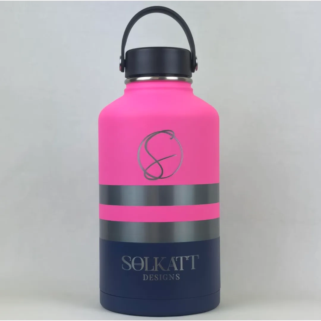 Plastered Pink Insulated Tradie Water Bottle 1.9L (64oz) Stainless Steel - Keeps Drinks Cold for 24 Hours, Hot for 12 Hours - Perfect for Construction, Hiking & Outdoor Activities