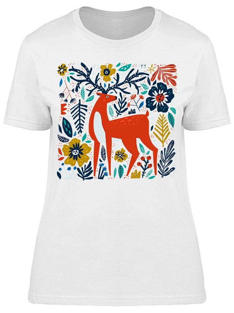 Deer Hand Drawn Multicolor Women's T-Shirt | Unique Artistic Graphic Tee for Casual Wear, Outings & Gifts