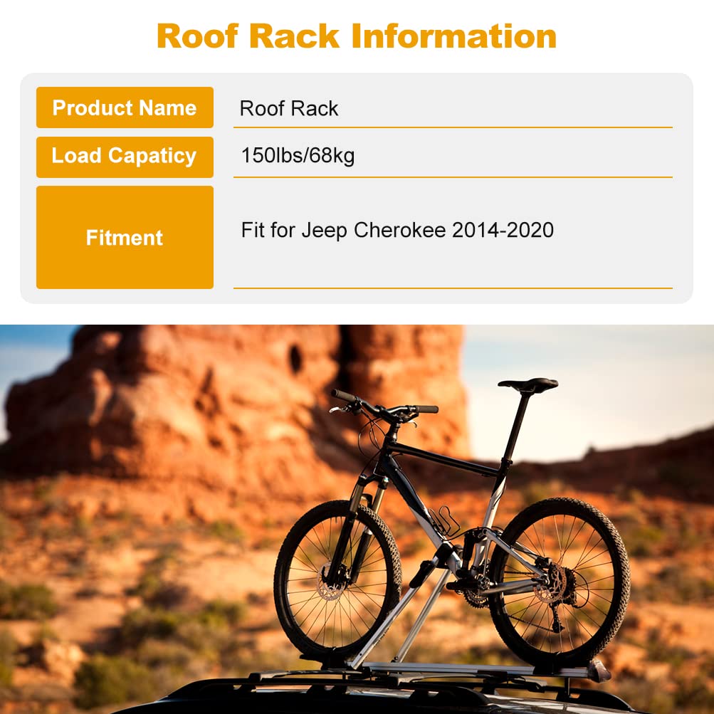 ROADFAR Aluminum Roof Rack Cross Bars for Jeep Cherokee 2014-2018 - Heavy Duty Luggage Carrier System for SUV, Perfect for Road Trips, Camping Gear & Outdoor Adventures
